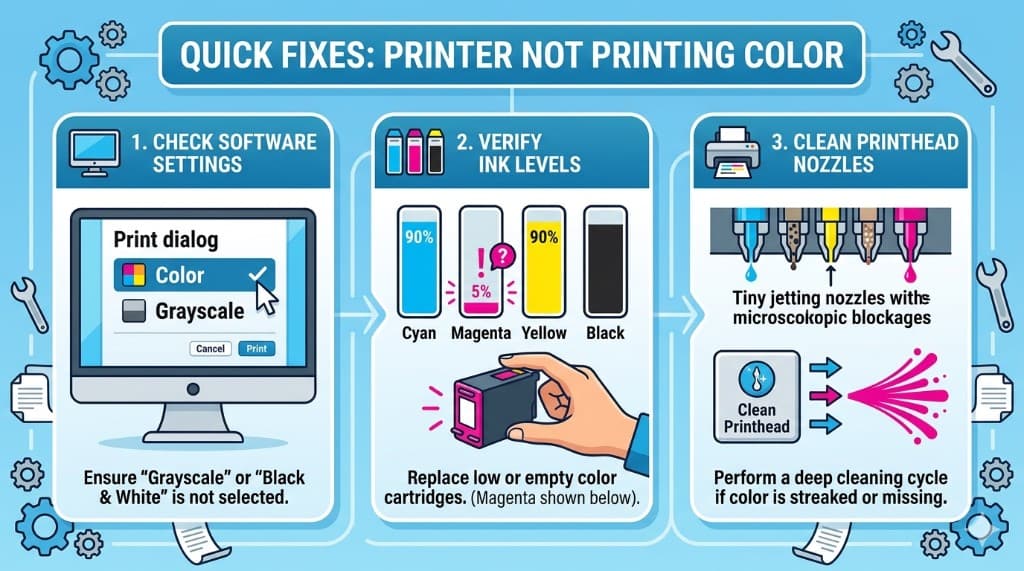 Banner: How to Fix a Printer Not Printing Color